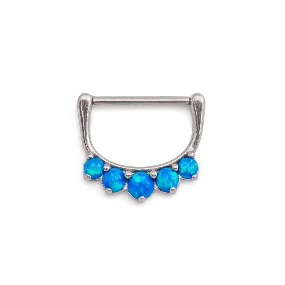 14g Five Opal Steel Nipple Clicker — Price Per 1
