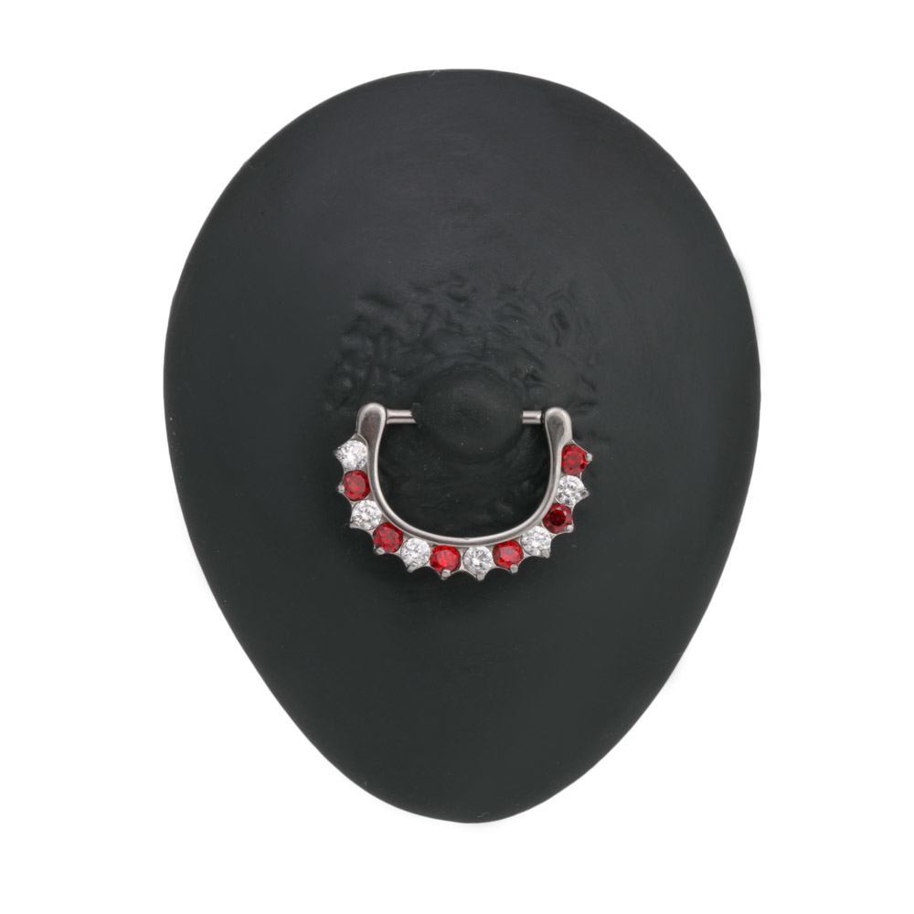 14g Stainless Steel Red and White Peppermint Crystal-Laced Nipple Clicker