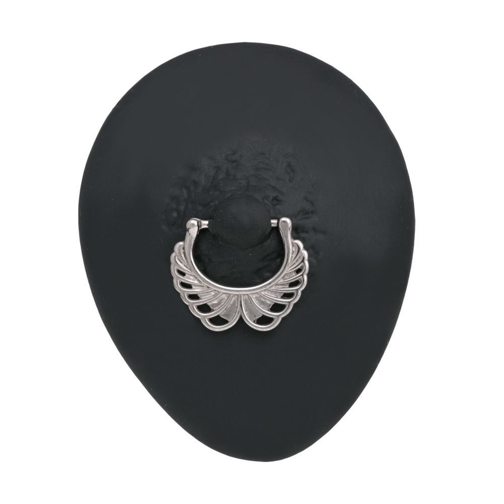 14g Stainless Steel Nipple Clicker with Soaring Wings Design