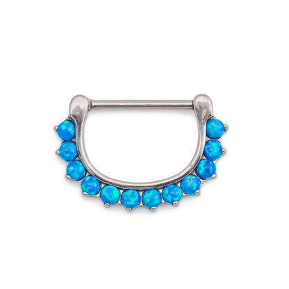 14g Twelve Opal Steel Nipple Clicker - Painful Pleasures