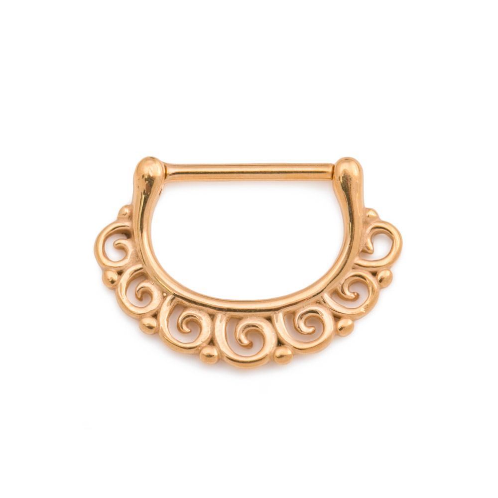 14g Spiraling PVD Gold Steel Nipple Clicker — Price Per 1