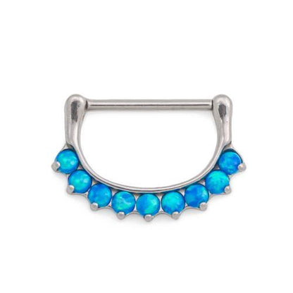 14g Nine Opal Steel Nipple Clicker - Painful Pleasures