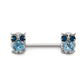 14g 9/16” Glass Jeweled Owl Steel Nipple Barbell — Price Per 1