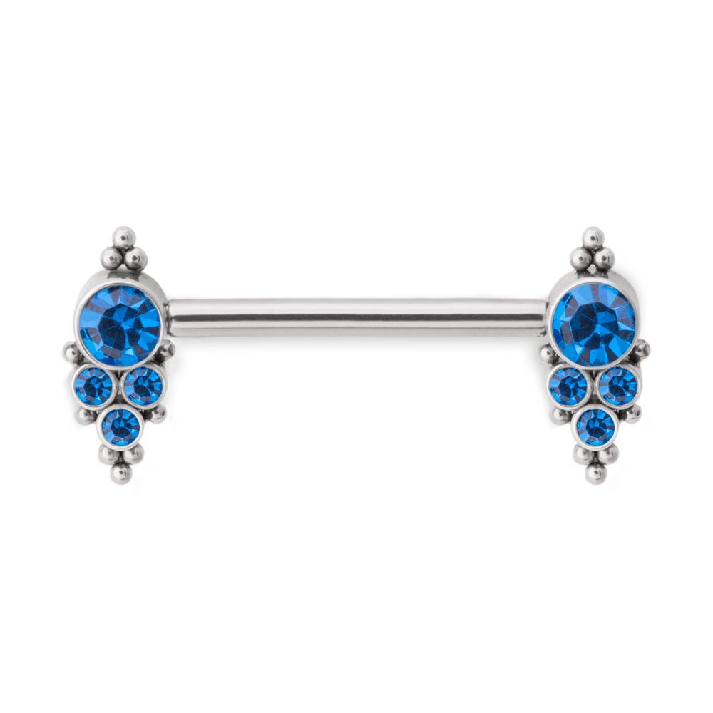 Tilum 14g 5/8” Jewel and Bead Clusters Titanium Nipple Barbell — Price Per 1