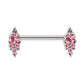 Jewel and Bead Clusters Titanium Nipple Barbell in Pink jewel color option