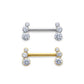 14g 9/16” Crystal Jewel Bend Threadless Nipple Barbell with one end detached on white background