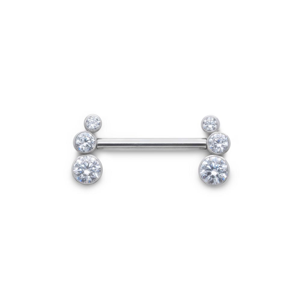 Tilum 14g 9/16” Crystal Jewel Bend Threadless Nipple Barbell