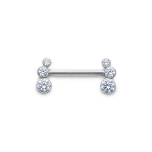 Tilum 14g 9/16” Crystal Jewel Bend Threadless Nipple Barbell - Painful Pleasures