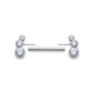 14g 9/16” Crystal Jewel Bend Threadless Nipple Barbell on white background