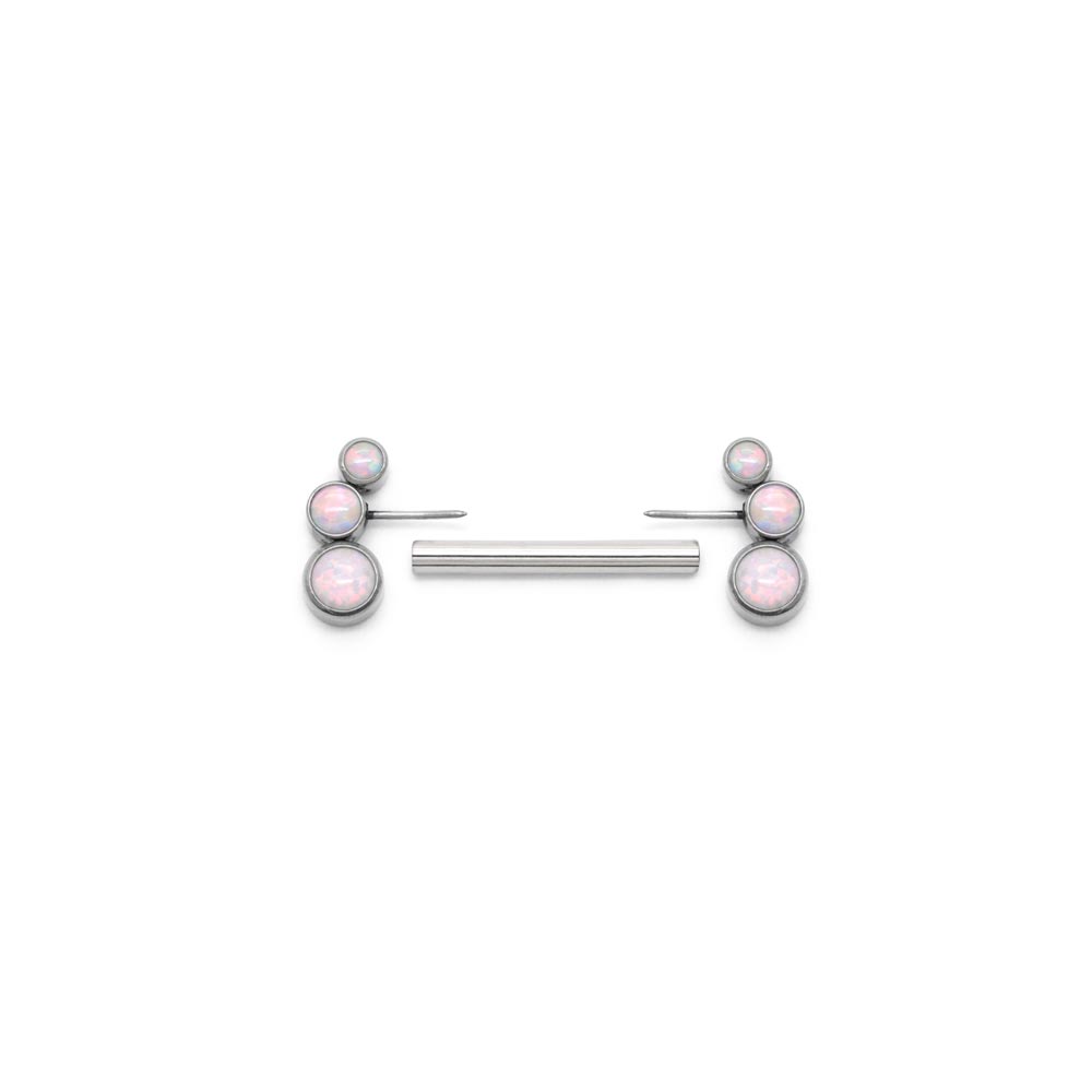 14g 9/16” White Opal Trinity Titanium Threadless Nipple Barbell