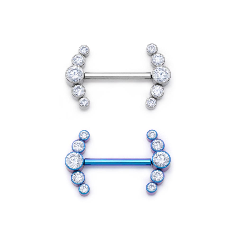 14g 9/16” Crystal Jewel Arrow Titanium Push Pop Nipple Barbell disassembled