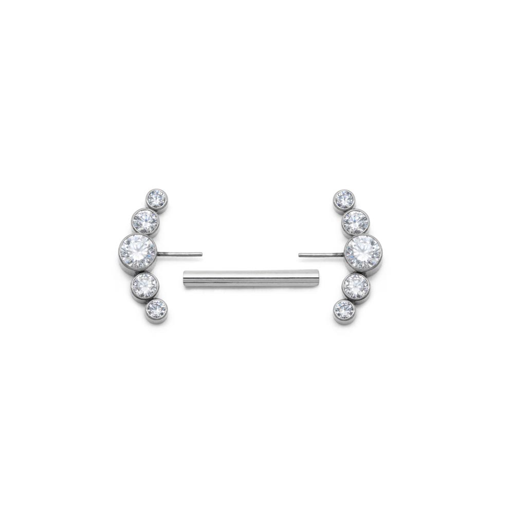 14g 9/16” Crystal Jewel Arrow Titanium Push Pop Nipple Barbell