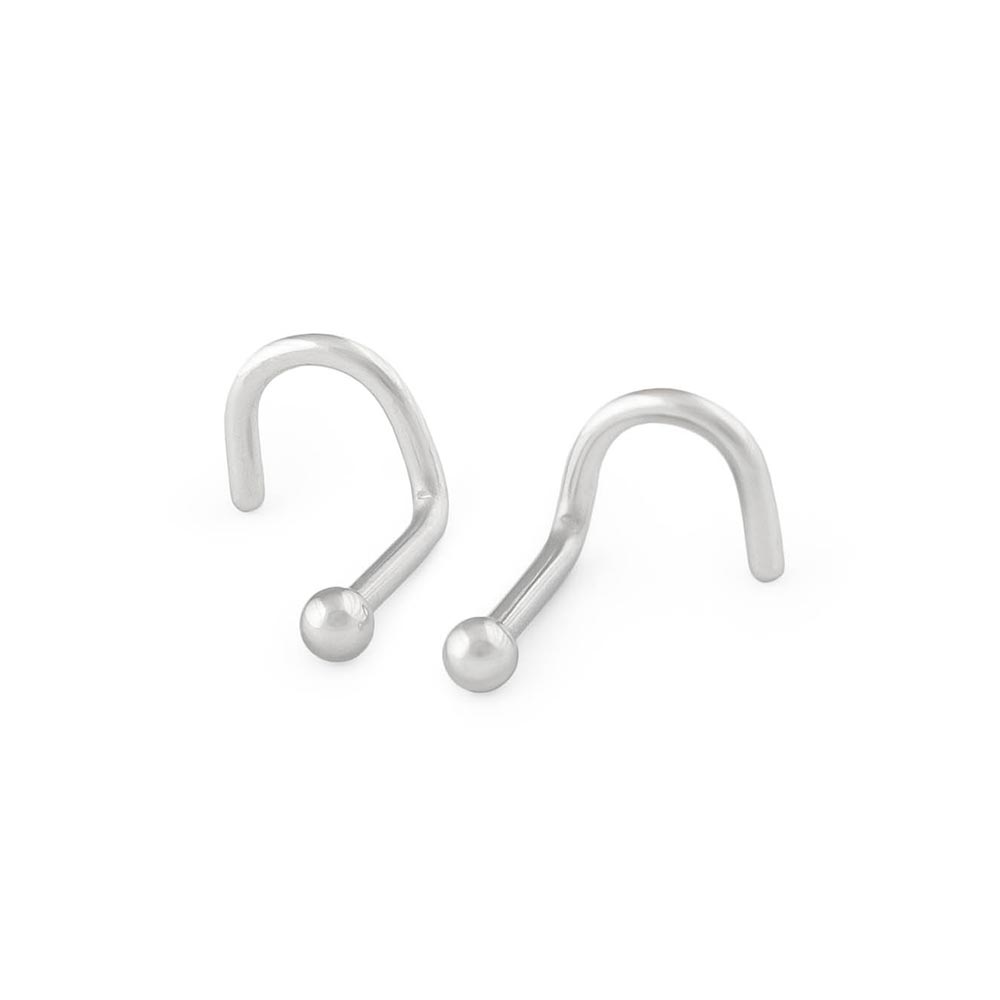 18g Steel Ball Nostril Jewelry — Left and Right Bend