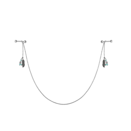 14g Frisky Feather Chained Nipple Jewelry — Price Per Set (thumb)