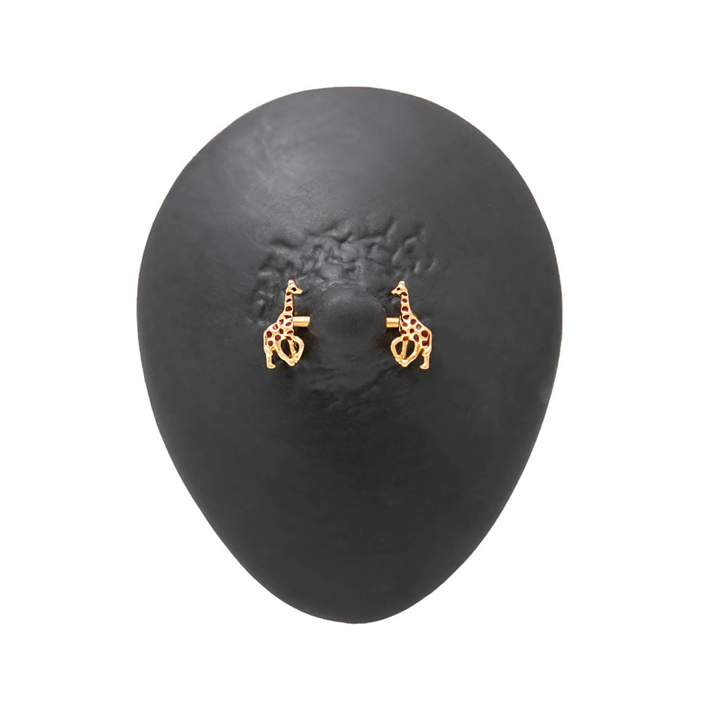 14g 9/16” PVD Gold African Giraffe Nipple Barbell — Detached End Charm
