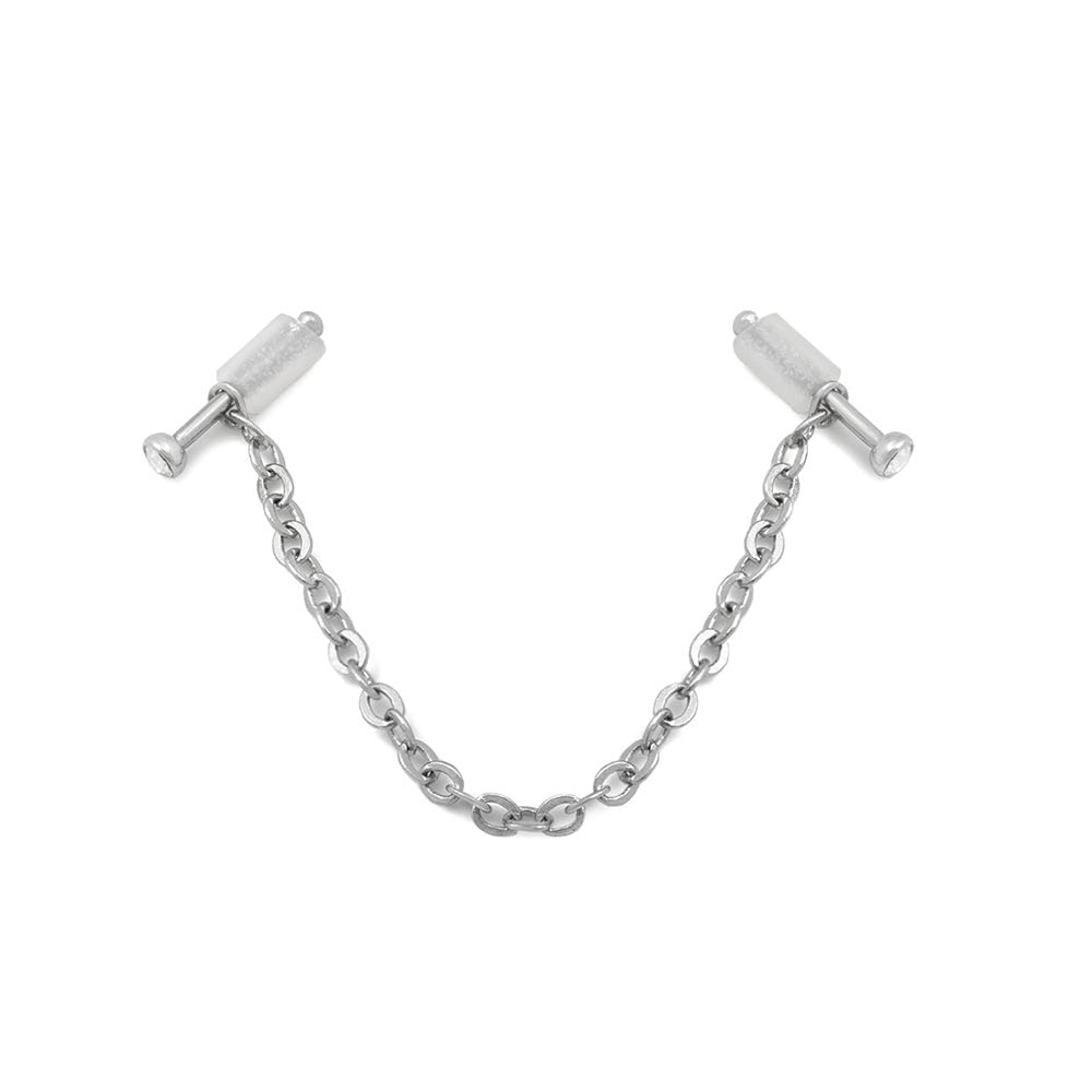 20g 1/4” Crystal Nose Bones with Chain — Bezel Set Jewel