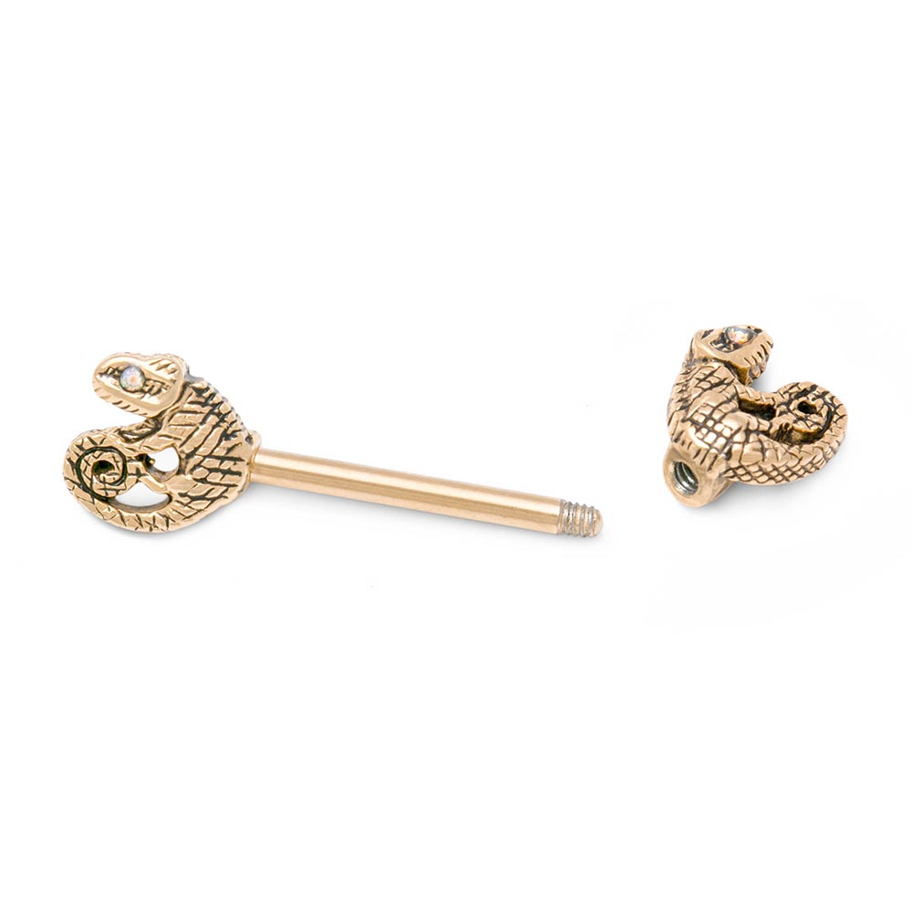 14g 9/16” Antique PVD Gold Chameleon Nipple Barbell