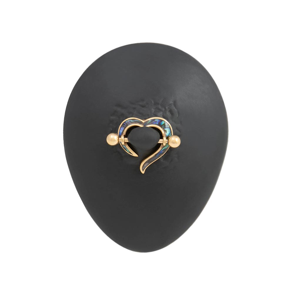 PVD Gold Mother of Pearl Heart Nipple Shield Jewelry on Silicone Nipple Body Bit