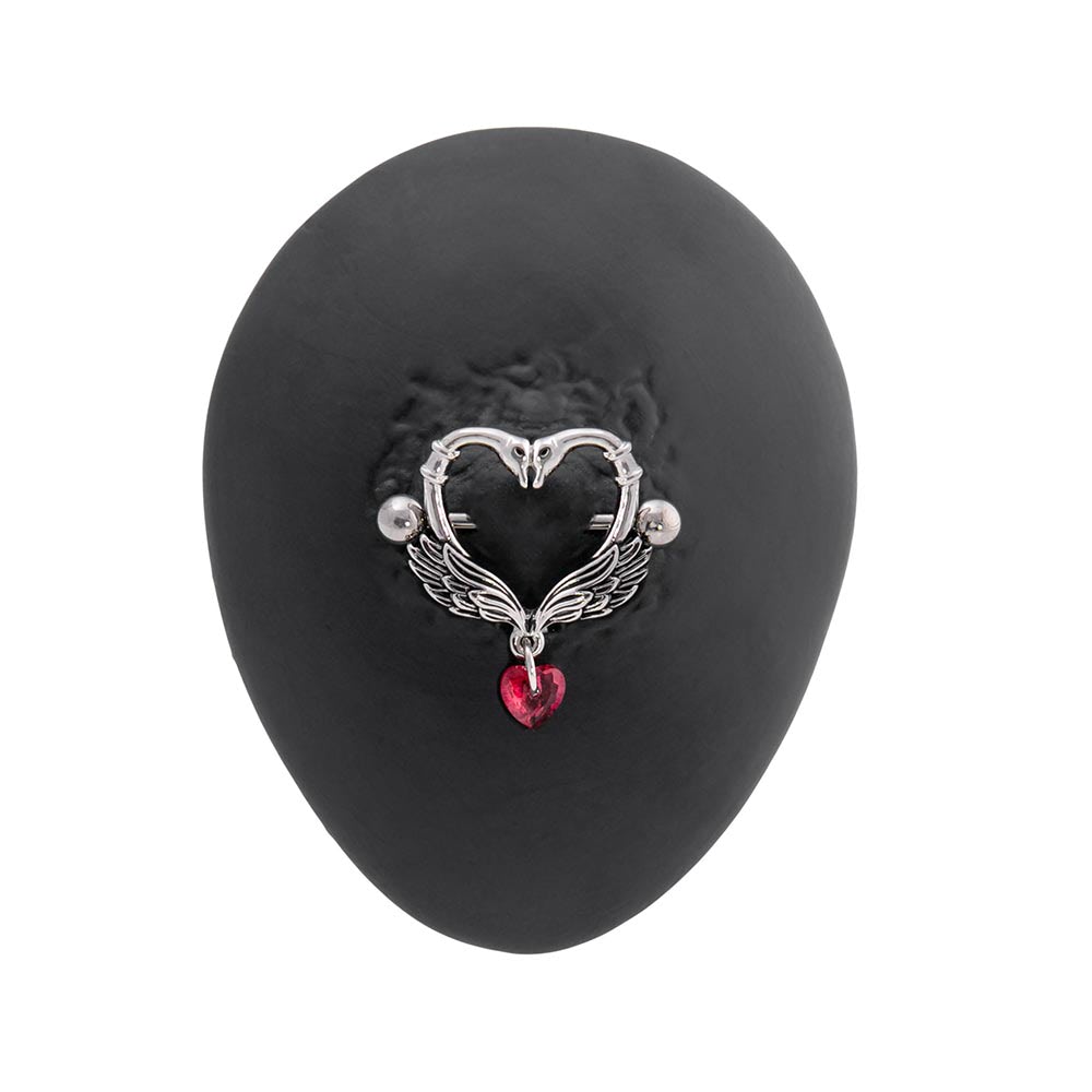 14g Burnished Silver Swan Love Nipple Shield Jewelry — Price Per 2 (Main)