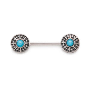 14g 1/2” Turquoise Crop Circle Nipple Barbell — Price Per 1 - Painful Pleasures