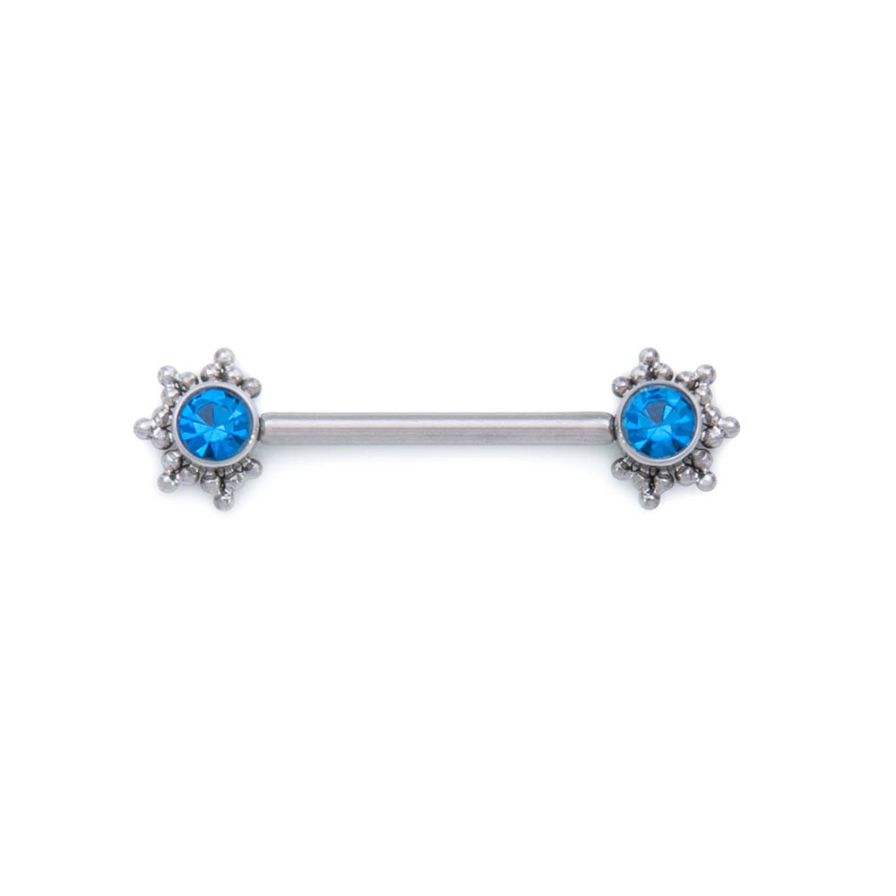 14g 5/8” Micron Bead Cluster Titanium Jewel Nipple Barbell — Price Per 1 (blue)