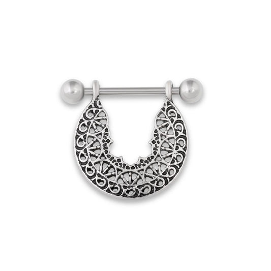 14g 13mm Antiqued Art Deco Nipple Shield Jewelry — Price Per 1