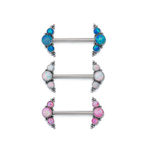 Tilum 14g 15mm Internal Opal Arrow Titanium Nipple Barbell - Price Per 1 - Painful Pleasures