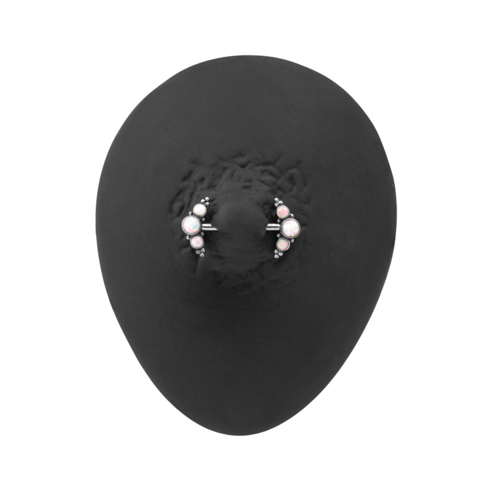 14g 15mm Internal Opal Arrow Titanium Nipple Barbell — Price Per 1 (white)