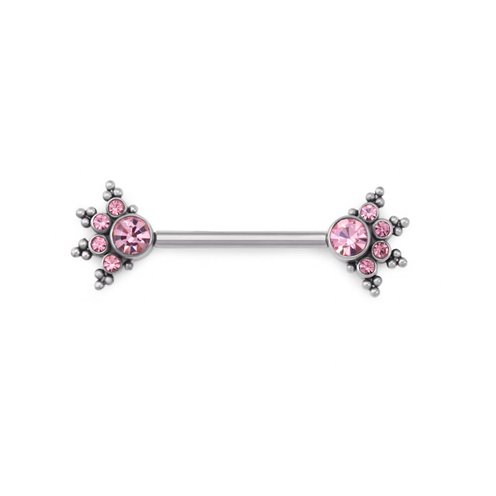 14g Jewel Burst Titanium Nipple Barbell — Price Per 1 (blue)