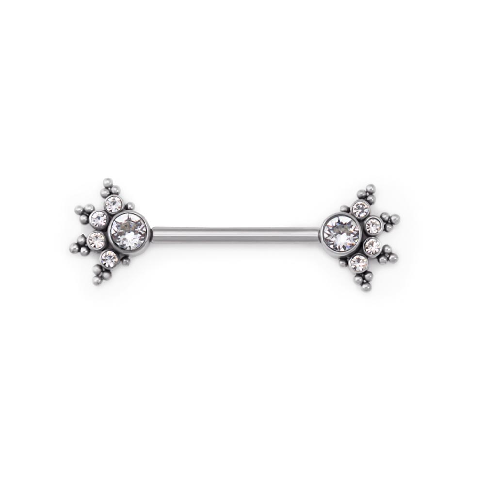 14g Jewel Burst Titanium Nipple Barbell — Price Per 1 (pink)