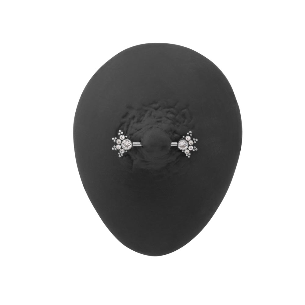 14g Jewel Burst Titanium Nipple Barbell — Price Per 1 (white)