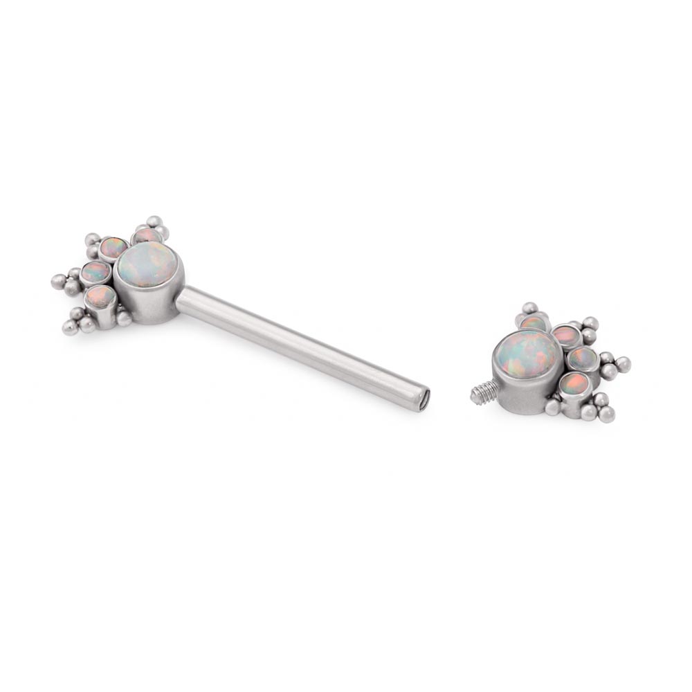 14g Opal Burst Nipple Barbell — Price Per 1 (white)