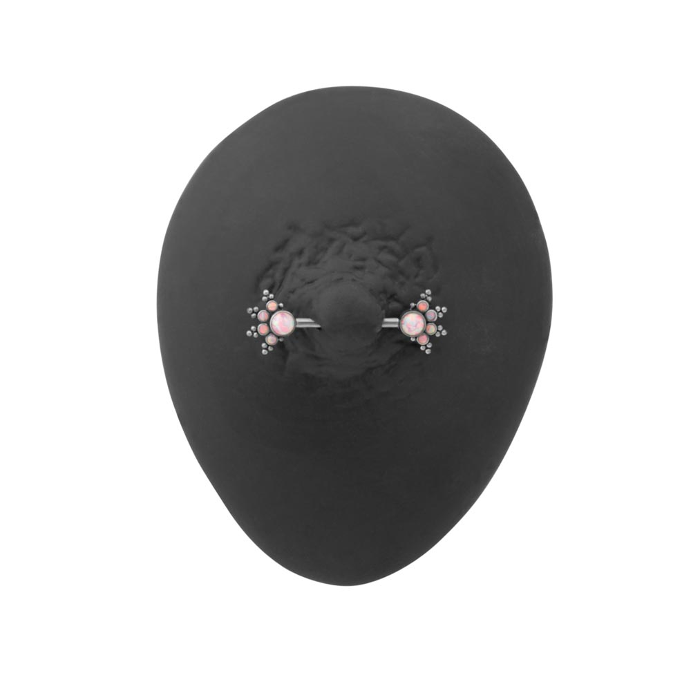 14g Opal Burst Nipple Barbell — Price Per 1 (pink)
