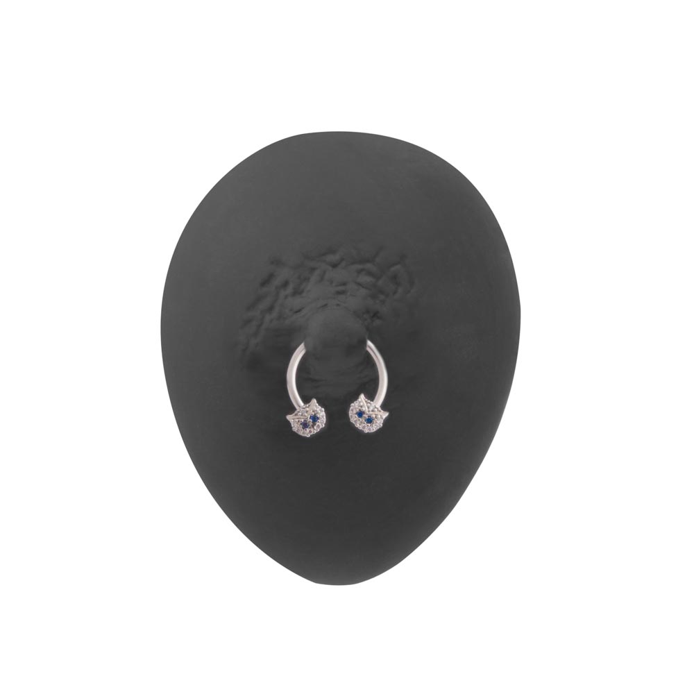 14g 1/2” Externally Threaded Blinged Owl Circular Nipple Barbell — Price Per 1 (pair)