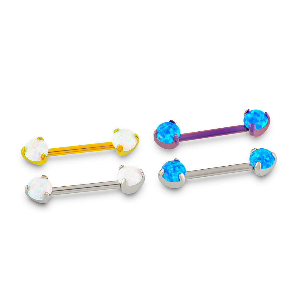 Tilum 14g 9/16" Opal Ball Threadless Titanium Nipple Barbell — Price Per 1