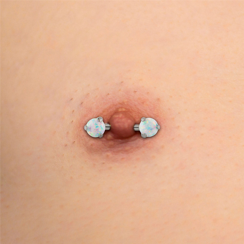 Tilum 14g 9/16" Opal Ball Threadless Titanium Nipple Barbell — Price Per 1