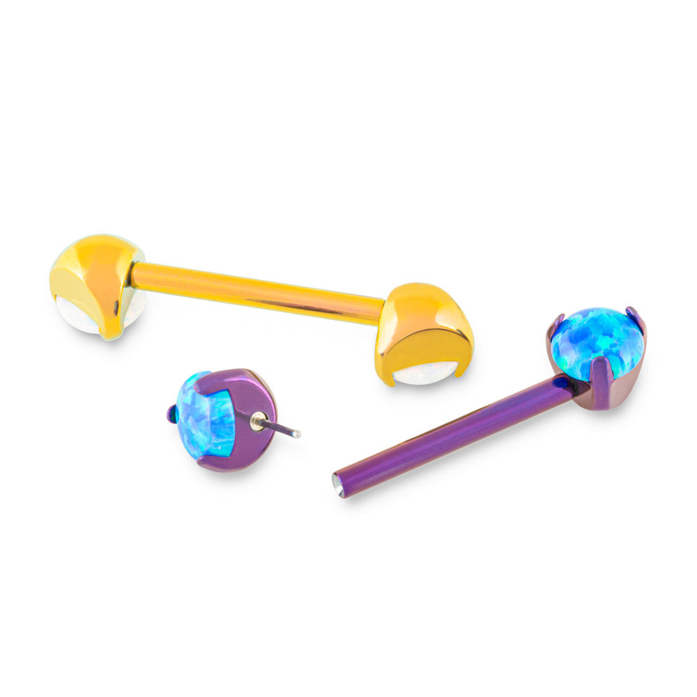 Tilum 14g 9/16" Opal Ball Threadless Titanium Nipple Barbell — Price Per 1