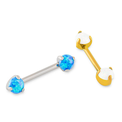 Tilum 14g 9/16" Opal Ball Threadless Titanium Nipple Barbell — Price Per 1 - Painful Pleasures