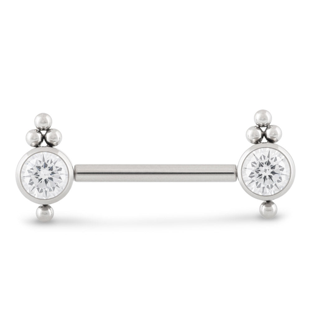 Tilum 14g 9/16" Threadless Beaded Jewel Titanium Nipple Barbell — Price Per 1