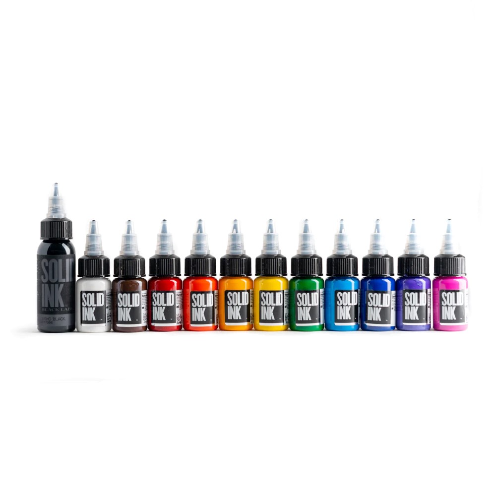 12 Color Mini Travel Set — Solid Ink — 1/2oz Bottles