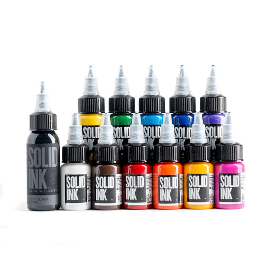 12 Color Mini Travel Set — Solid Ink — 1/2oz Bottles
