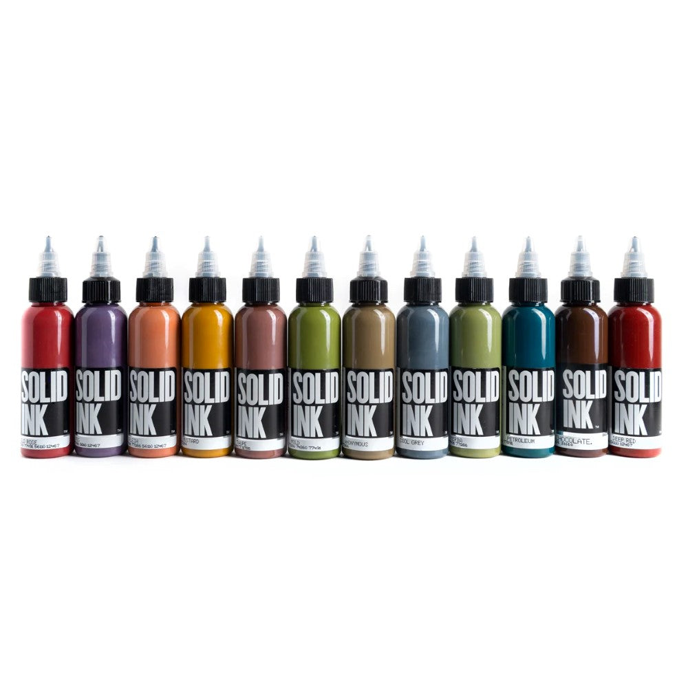 Opaque 12 Color Set — Solid Ink Tattoo Ink — 1oz Bottles