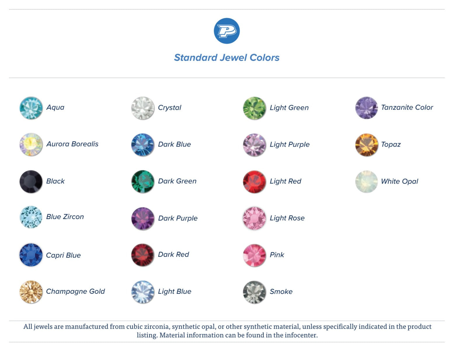 Standard Jewel Color Chart
