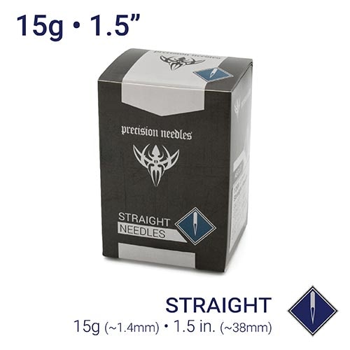 15g Sterilized 1.5" Body Piercing Needles — Box of 100