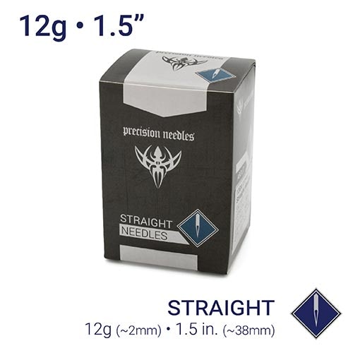 12g Sterilized 1.5" Body Piercing Needles — Box of 100