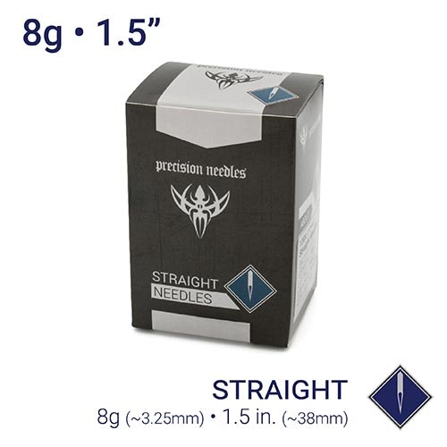 8g Sterilized 1.5" Body Piercing Needles — Box of 50