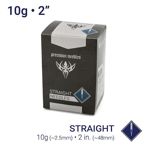 10g Sterilized 2" Body Piercing Needles — Box of 50
