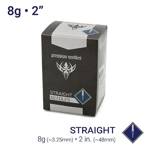 8g Sterilized 2" Body Piercing Needles — Box of 50