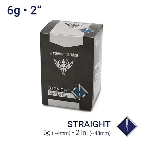 6g Sterilized 2" Body Piercing Needles — Box of 25