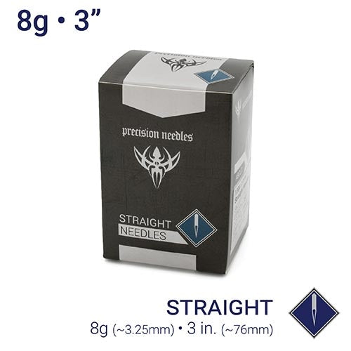 8g Sterilized 3" Body Piercing Needles — Box of 50
